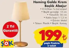 HOMİNG GOLDE KREM BAŞLIK ABAJUR